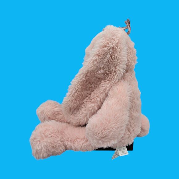 Pier 1 One Imports Easter Bunny Rabbit Soft Pink Plush Floral Ears Stuffed Toy - Picture 9 of 13